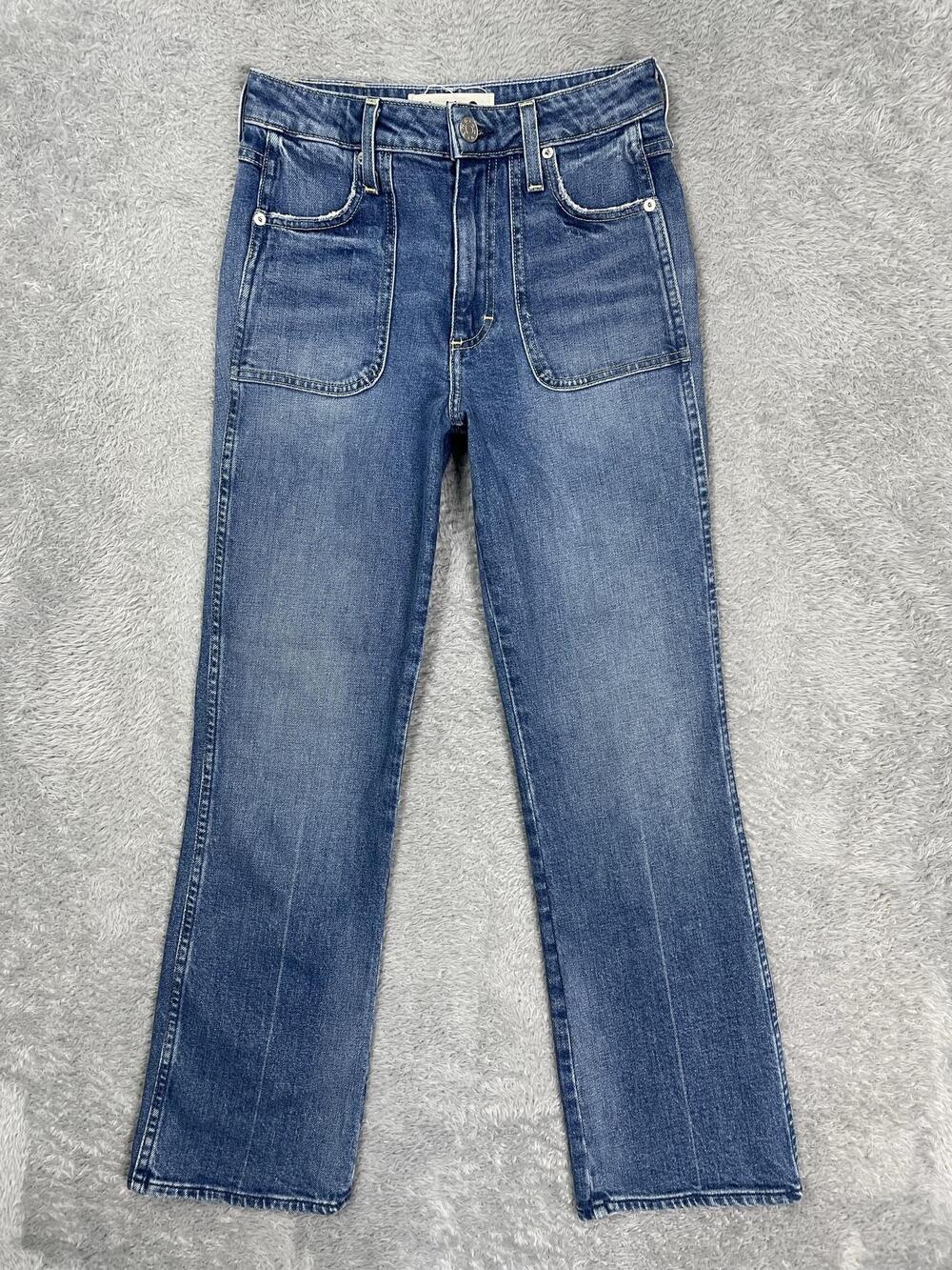 AMO Abigail Straight Jeans Womens 25 Blue Peaceful Wash High Rise Stretch Denim